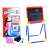 2 in 1 drawing board for kids, chalkboard and whiteboard, with chalk, crayons, and cleaning cloth