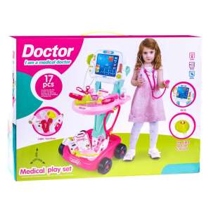 Doctor I am a medical doctor 17 pcs Medical play set, pink doctor's cart with EKG machine and accessories, medical playset for kids, packaging - Doctor Playset