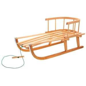 Drevené sane s operadlom a ťahacím lanom, pre deti - Šport a voľný čas