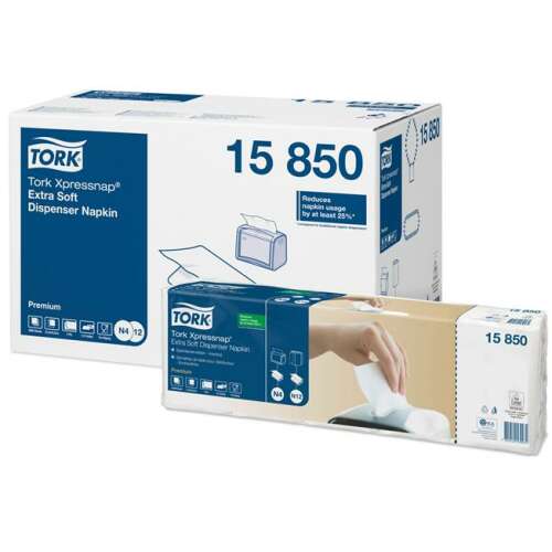 Servetele de distribuitor Tork Xpressnap Extra Soft, 15 x 850 bucăți, premium, albe