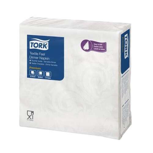 TORK Textile Feel Elegance Dinner szalvéta, 1 rétegű, fehér, 39x39 cm