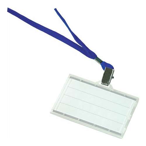 Azonosítókártya tartó, kék nyakba akasztóval, 85x50 mm, műanyag, DONAU