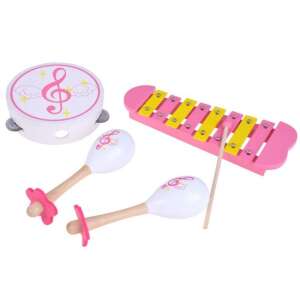 Xilofon/maracas/tambura készlet gyerekeknek, Jokomisiada, fa, rózsaszín/sárga/fehér 35483755 Játék hangszerek