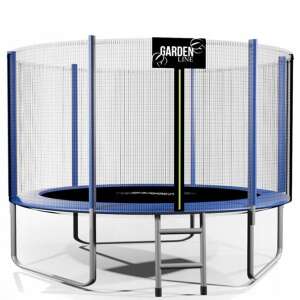 GardenLine 2,44m trambulin védőhálóval és létrával, fehér háttér - Trambulin