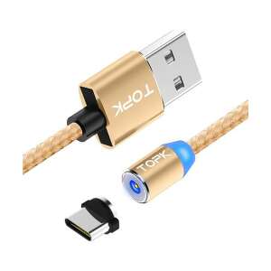 TOPK magnetic USB-C charging cable with LED light, gold color - Keychain
