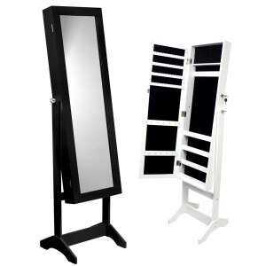 Dulap de toaleta cu oglinda si spatiu de depozitare bijuterii, 35x139cm, negru