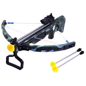 KingSport toy crossbow for kids, with scope and 3 suction cup arrows, green camouflage design - Toy Gun, Bullet