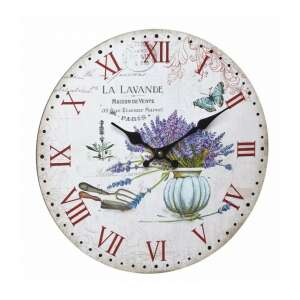 Levendula Falikóra - Rusztikus Fa Óra - 33,6 cm