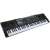 Black 61-key keyboard with microphone and power adapter, MD-012FM model