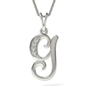 Colier de argint cu pandantiv cu inițiala G, aur de 14 karate, cu accente de diamant - Bijuterii pentru femei