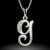 Сребърен колие с висулка с инициал G, 14 каратово злато, с диамантени акценти