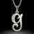 Сребърен колие с висулка с инициал G, 14 каратово злато, с диамантени акценти