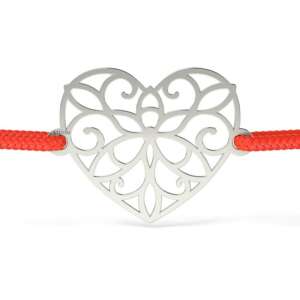 Brățară de argint cu pandantiv în formă de inimă din dantelă - Brățări dame