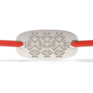 Brățară Fiorela din argint cu cordon roșu și model tradițional - Brățări dame