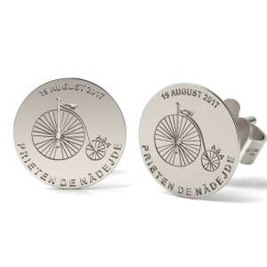 Cercei din argint cu design de bicicletă, personalizați cu data de 19 august 2017 - Accesorii pentru femei