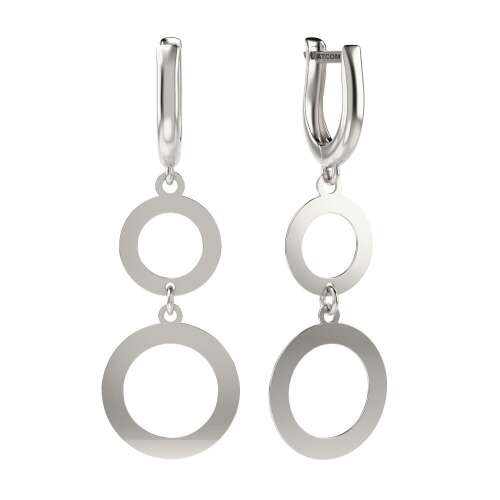 Сребърни обеци модел 08, дизайн с два кръга, висящи обеци