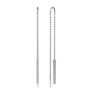 Silver 925 chain earrings with bar pendant, model 53 - Women's Earring