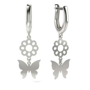 Cercei cu fluture și floare din argint, modelul 01 - Accesorii pentru femei