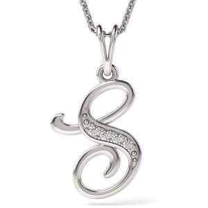 Сребърен колие с висулка с инициал S - Дамско колие