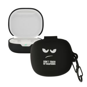 Kwmobile čierny silikónový obal pre JBL Wave 300 TWS s dizajnom 'Nedotýkaj sa mojich slúchadiel' - Počítače a doplnky
