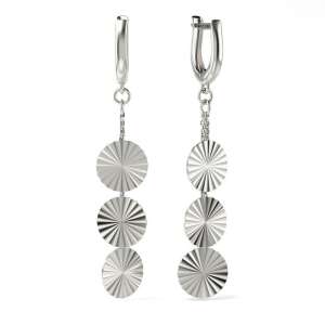 Silver earrings model 33, three round discs, dangle earrings - Women's Earring