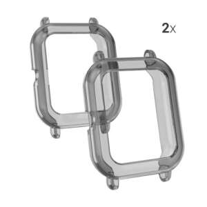 Xiaomi Amazfit GTS 2 Mini smartwatch case, 2 pack, clear TPU silicone, protective bumper, shockproof, scratch resistant, full screen coverage, easy installation - Smart watch case