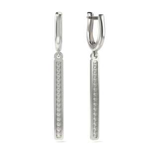 Silver earrings with a long bar design, set with small diamonds, model 56 - Women's Earring