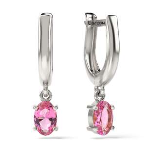 Silver earrings with pink crystal, model 42 - Women's Earring