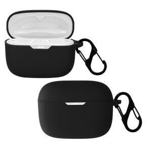 Kwmobile Black Silicone Protective Case for JBL 230NC TWS with Carabiner - Headset Accessory