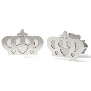Srebrne kolczyki korona z sercem - Moda i ubiór