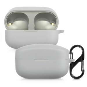 Husa din silicon gri pentru căști Sony WF-1000XM4 cu carabină - Accesorii pentru căști