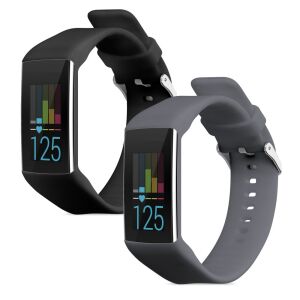 Kwmobile Polar A360/A370 Szilikon Óraszíj - 2 db - Fekete/Szürke