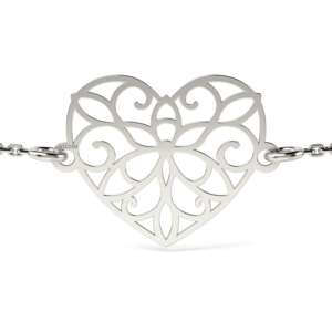 Karkötő ezüst nyaklánc modellel Csipke szív