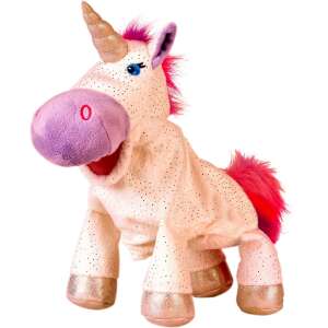 Fiesta Crafts Unicorn Hand Puppet, pink and gold plush toy - Puppet Toy