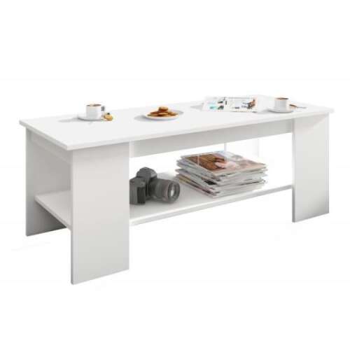 Dohányzóasztal, laminált deszka, 1 polc, fehér, 120x50x45 cm, Kami