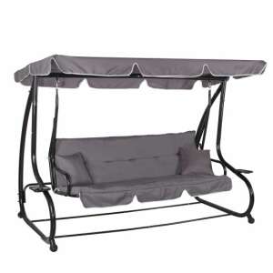Linda 4 személyes szürke hintaszék napernyővel, 220x120x162 cm - Hintaágy & Hintaszék