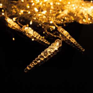 LED csillár fényfüggöny, meleg fehér, közeli kép - Nonbrand Fényfüzér