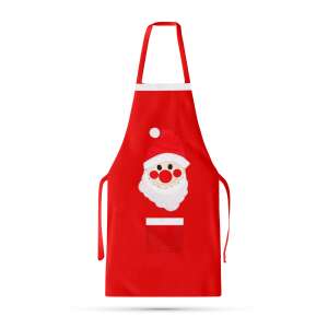 Red Santa Claus kitchen apron with a white trim and a pocket - Apron
