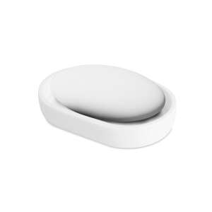 White oval soap dish, matte finish, for bathroom - Bewello