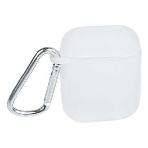 White silicone protective case with a carabiner for Apple Airpods - Headset Accessory