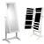 White mirrored jewelry cabinet with storage, standing full length mirror and jewelry organizer