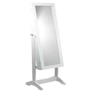 White mirrored jewelry cabinet with storage for necklaces, earrings, bracelets, and rings, full-length mirror, perfect for organizing and displaying your jewelry collection - Living Room Furniture