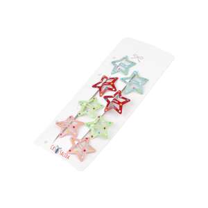 8 pack of 32mm star shaped hair clips for girls, colorful polka dots, by La Saluda - Hair Clip, Headband