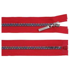 Red zipper with rainbow effect, 60 cm long, removable, self-locking slider - Art & Craft