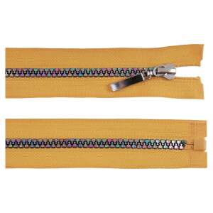 Mustard yellow zipper with rainbow effect, 40 cm long, removable, self-locking slider - Art & Craft