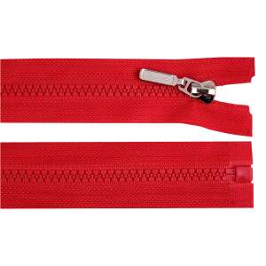 Red plastic zipper with decorative slider, 60 cm long - Art & Craft