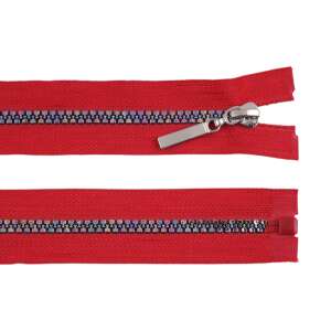 Red zipper with rainbow effect, 70 cm long, removable, self-locking slider - Art & Craft