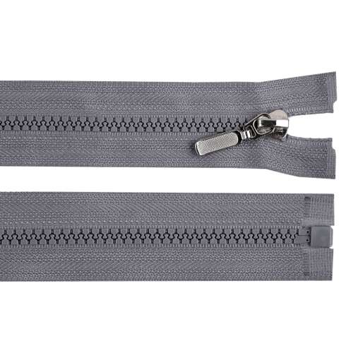 Gray zipper with metal slider, 50 cm long