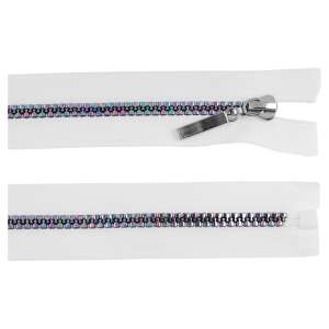 White 40cm rainbow zipper with self-locking slider - Art & Craft