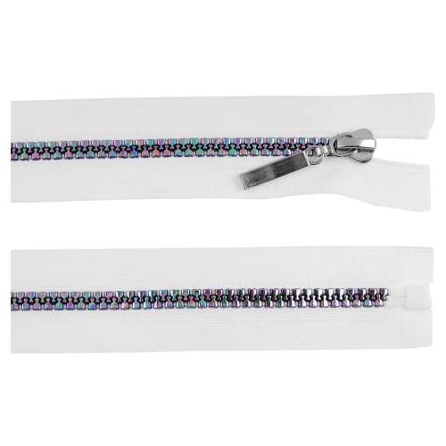 White 40cm rainbow zipper with self-locking slider